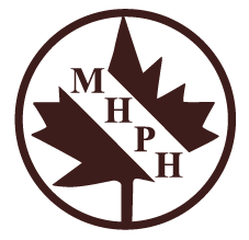 a red and black logo of the a maple leaf